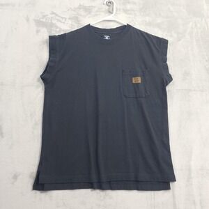 Walls Shirt Mens L Black Sleeveless Pocket Workwear Muscle Tee Crew Neck Casual